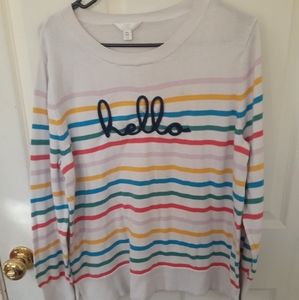 Women's 2XL Time And Tru Striped Hello Sweater